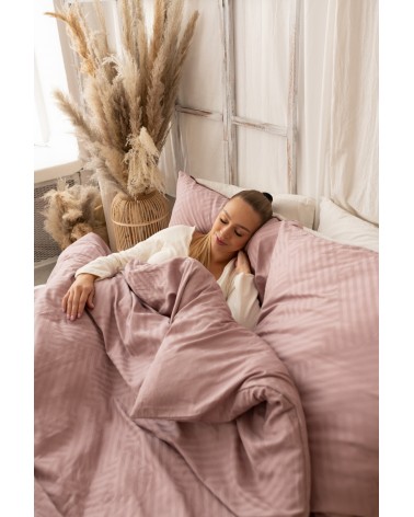 Pościel adamaszek 200x220 + 2x70x80 Geometria różowa Matex