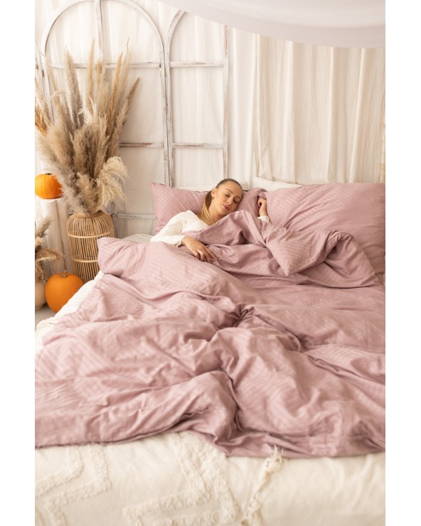 Pościel adamaszek 200x220 + 2x70x80 Geometria różowa Matex