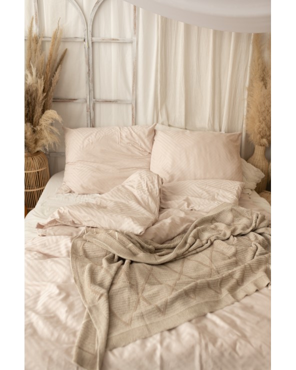 Pościel adamaszek 200x220 + 2x70x80 Geometria beżowa Matex