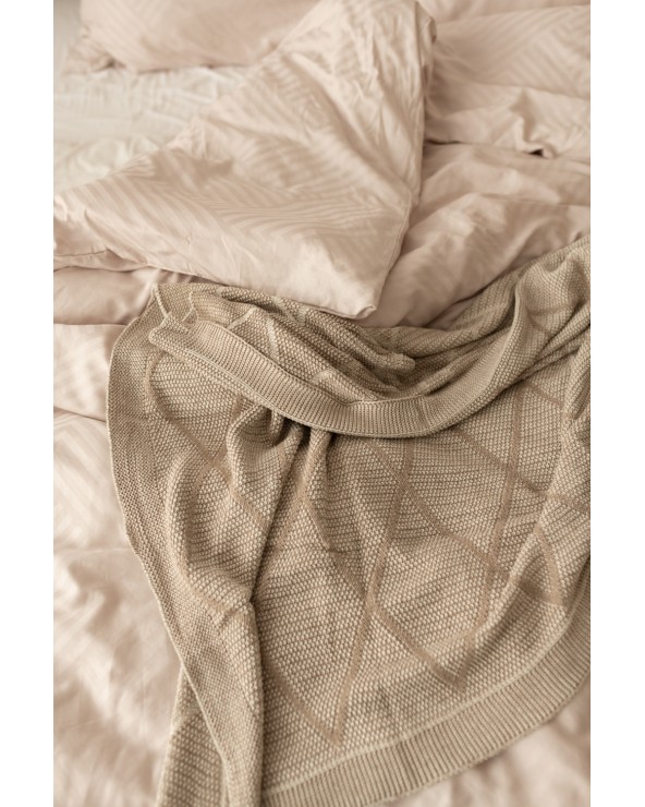 Pościel adamaszek 200x220 + 2x70x80 Geometria beżowa Matex