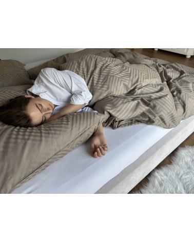 Pościel adamaszek 200x220 + 2x70x80 Geometria brązowa Matex