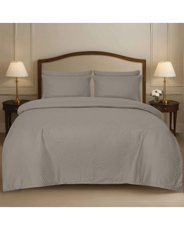 Pościel adamaszek 200x220 + 2x70x80 Geometria brązowa Matex