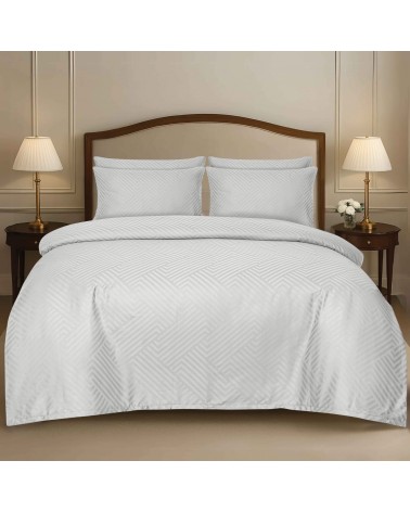 Pościel adamaszek 200x220 + 2x70x80 Geometria szara Matex