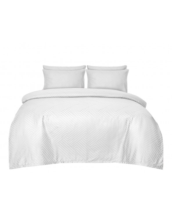 Pościel adamaszek 160x200 + 2x70x80 Geometria biała Matex