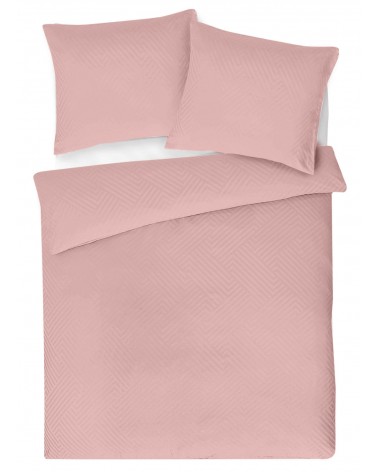 Pościel adamaszek 160x200 + 2x70x80 Geometria różowa Matex