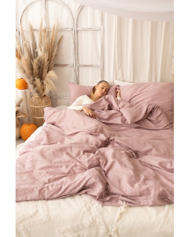 Pościel adamaszek 160x200 + 2x70x80 Geometria różowa Matex