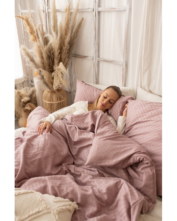 Pościel adamaszek 160x200 + 2x70x80 Geometria różowa Matex