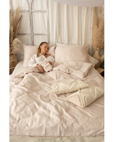 Pościel adamaszek 160x200 + 2x70x80 Geometria beżowa Matex