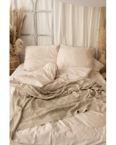 Pościel adamaszek 160x200 + 2x70x80 Geometria beżowa Matex