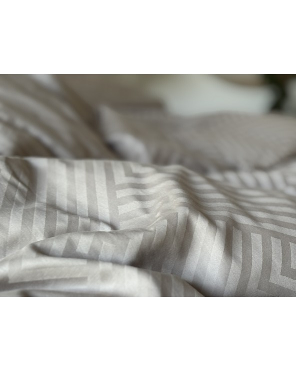 Pościel adamaszek 160x200 + 2x70x80 Geometria brązowa Matex