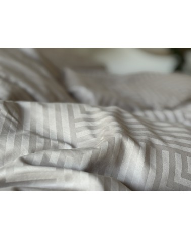 Pościel adamaszek 160x200 + 2x70x80 Geometria brązowa Matex