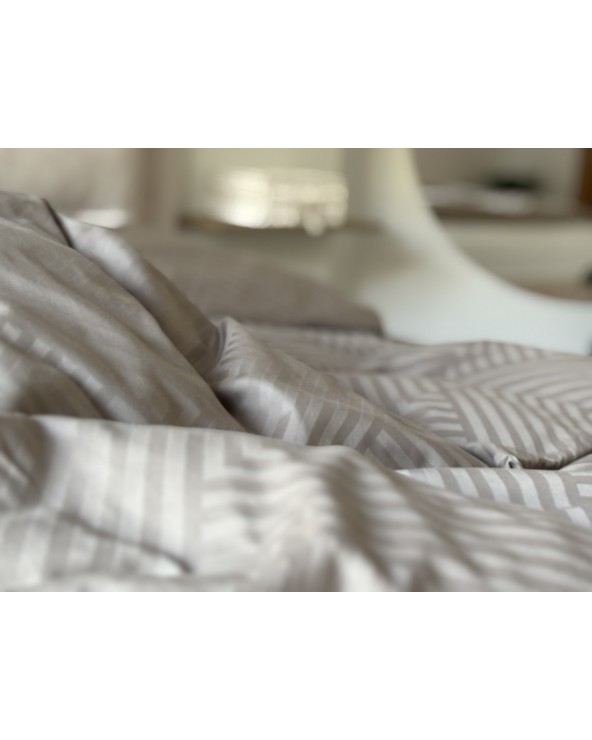 Pościel adamaszek 160x200 + 2x70x80 Geometria brązowa Matex