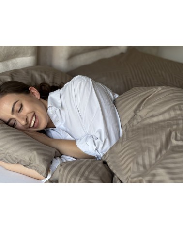 Pościel adamaszek 160x200 + 2x70x80 Geometria brązowa Matex