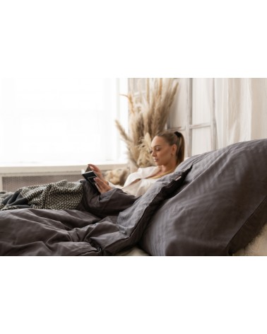 Pościel adamaszek 160x200 + 2x70x80 Geometria grafitowa Matex