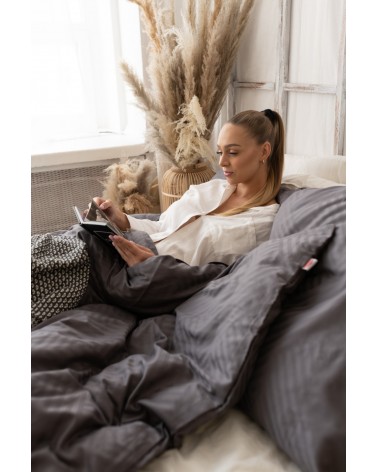 Pościel adamaszek 160x200 + 2x70x80 Geometria grafitowa Matex