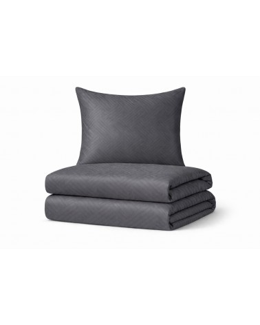 Pościel adamaszek 160x200 + 2x70x80 Geometria grafitowa Matex