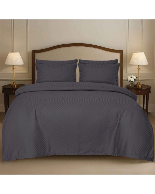 Pościel adamaszek 160x200 + 2x70x80 Geometria grafitowa Matex