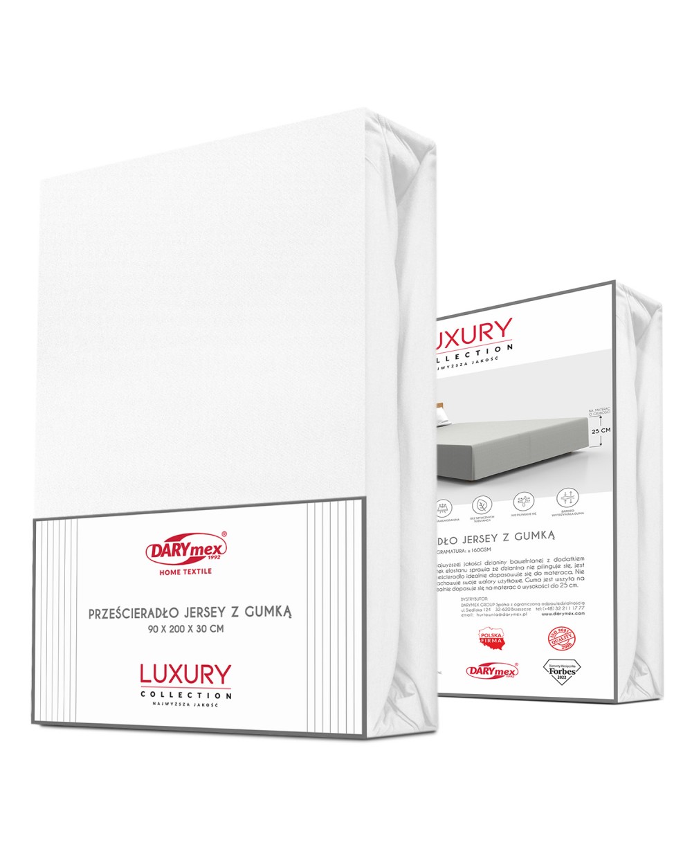 Prześcieradło wysokie elastan 160x200x30 z gumką białe Darymex