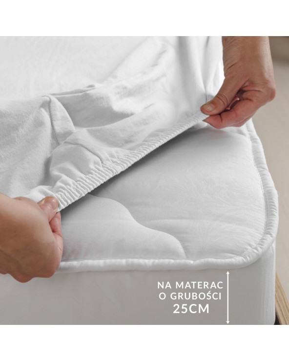 Prześcieradło wysokie elastan 160x200x30 z gumką białe Darymex