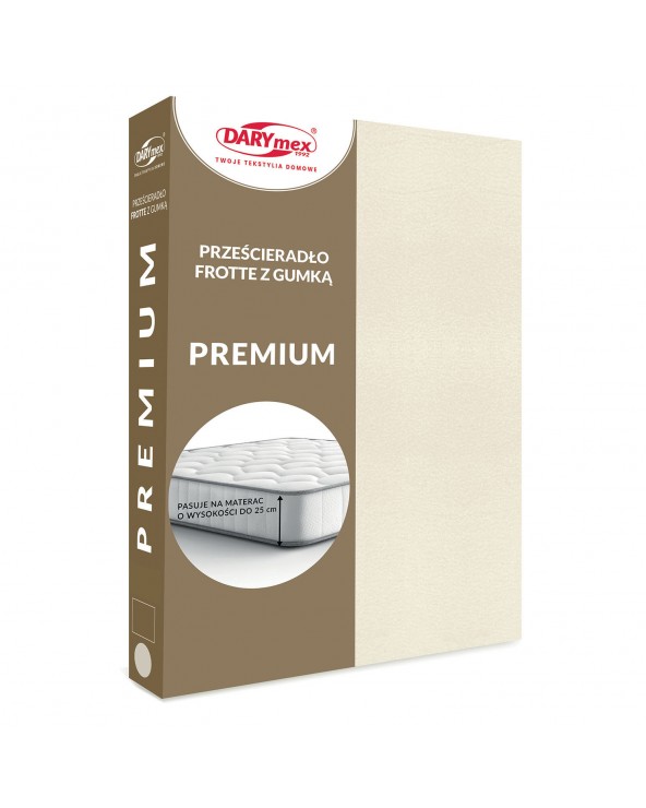 Prześcieradło bawełna frotte Premium 120x200x20 z gumką jasnobeżowe Darymex