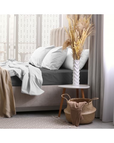 Prześcieradło bawełna frotte Premium 140x200x20 z gumką antracytowe Darymex