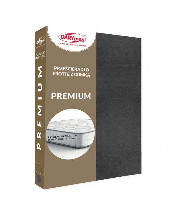 Prześcieradło bawełna frotte Premium 220x200x20 z gumką antracytowe Darymex