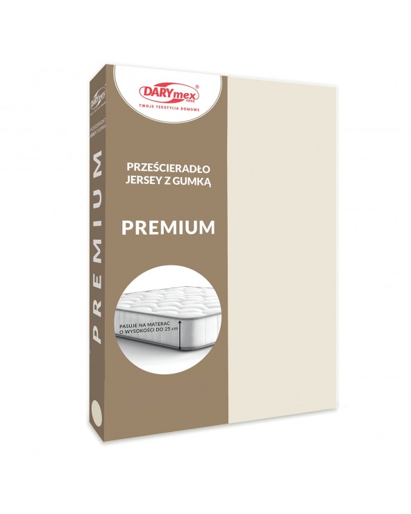 Prześcieradło bawełna jersey Premium 140x200x20 z gumką jasnobeżowe Darymex
