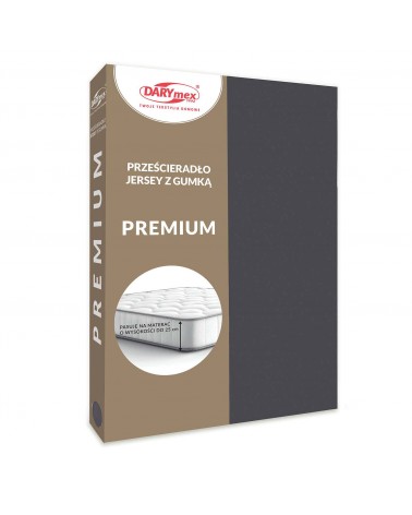 Prześcieradło bawełna jersey Premium 180x200x20 z gumką antracytowe Darymex