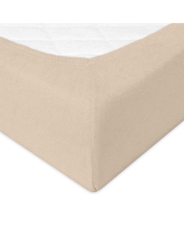 Wysokie prześcieradło bawełna frotte 120x200x30 z gumką beżowe Premium Matex