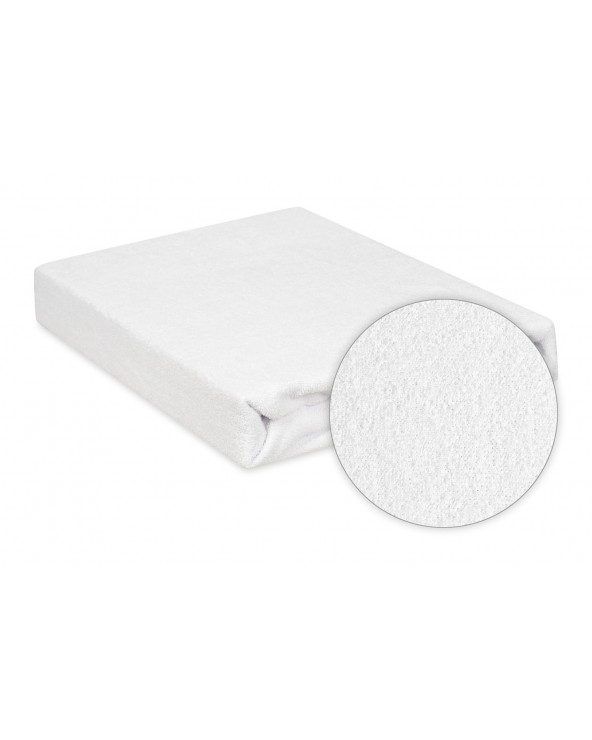 Wysokie prześcieradło bawełna frotte 140x200x30 z gumką białe Premium Matex