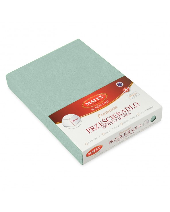 Prześcieradło bawełna frotte 200x220x20 z gumką miętowe Premium Matex