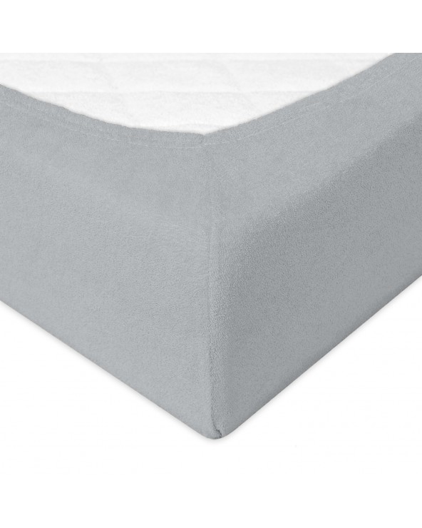 Wysokie prześcieradło bawełna frotte 200x220x30 z gumką popielate Premium Matex