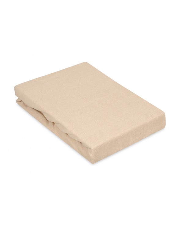 Wysokie prześcieradło bawełna frotte 90x200x30 z gumką beżowe Premium Matex