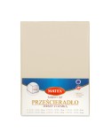 Wysokie prześcieradło bawełna jersey 120x200x30 z gumką kremowe Premium Matex