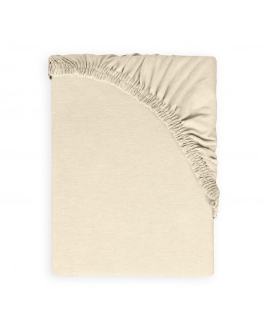 Wysokie prześcieradło bawełna jersey 120x200x30 z gumką kremowe Premium Matex