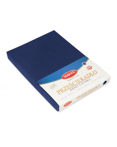 Prześcieradło bawełna jersey 140x200x20 z gumką granatowe Premium Matex