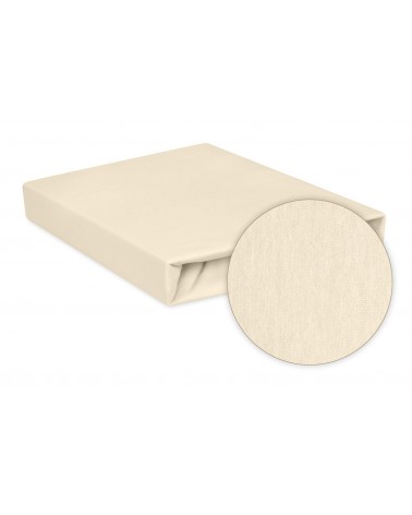 Wysokie prześcieradło bawełna jersey 140x200x30 z gumką kremowe Premium Matex