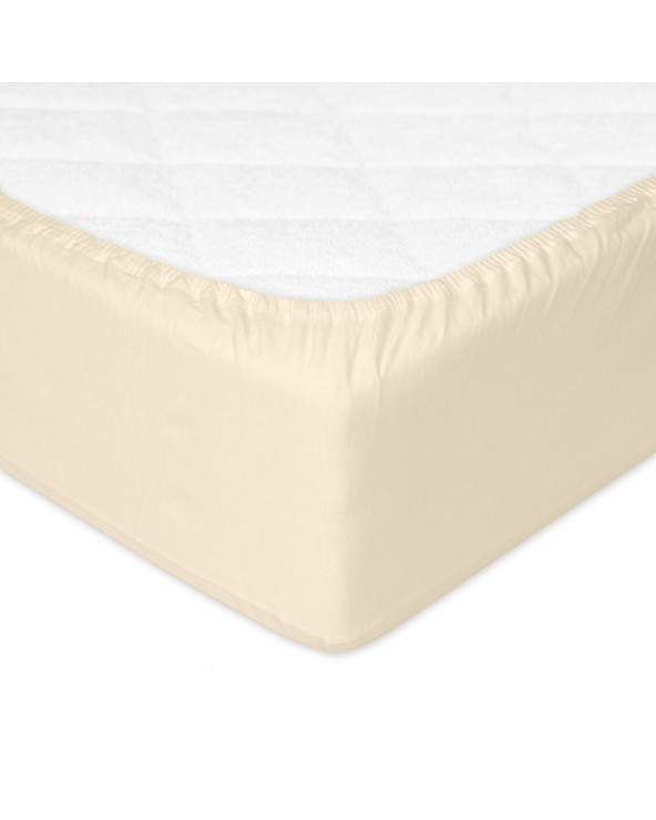 Wysokie prześcieradło bawełna jersey 140x200x30 z gumką kremowe Premium Matex