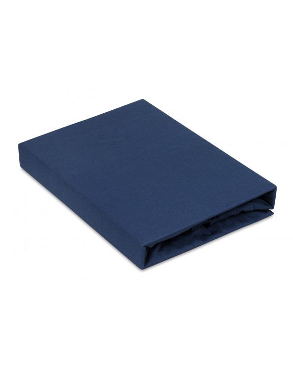 Prześcieradło bawełna jersey 160x200x20 z gumką granatowe Premium Matex