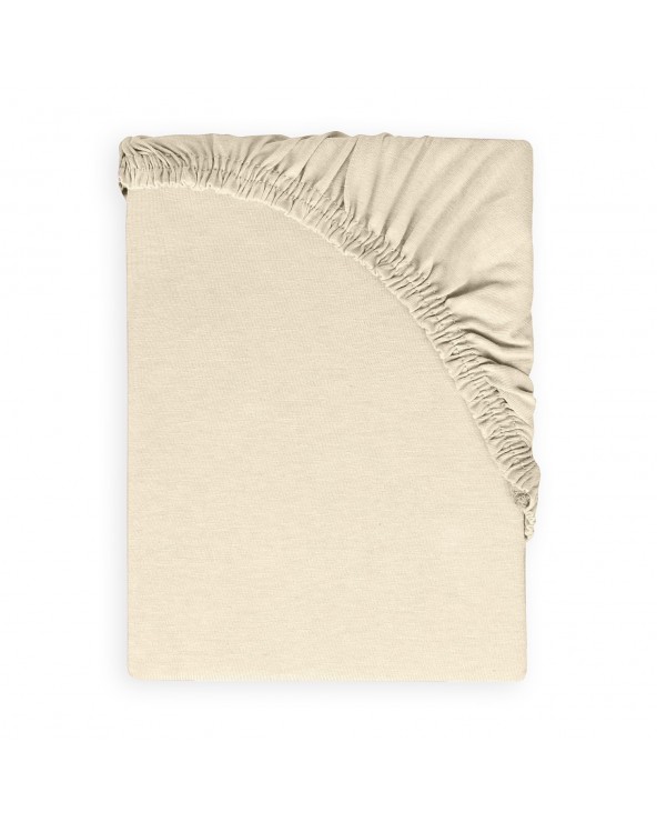 Wysokie prześcieradło bawełna jersey 160x200x30 z gumką kremowe Premium Matex