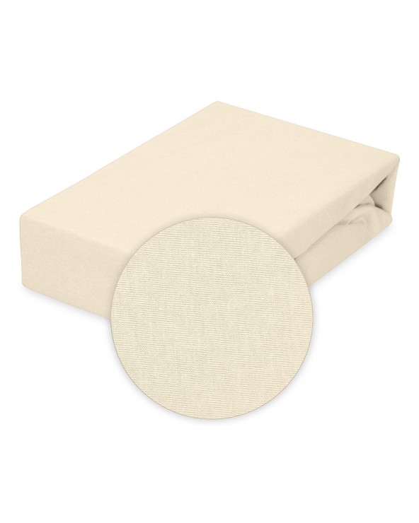 Prześcieradło bawełna jersey 180x200x20 z gumką kremowe Classic Matex