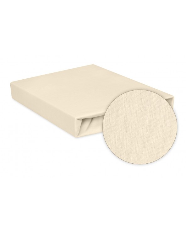 Wysokie prześcieradło bawełna jersey 180x200x30 z gumką kremowe Premium Matex