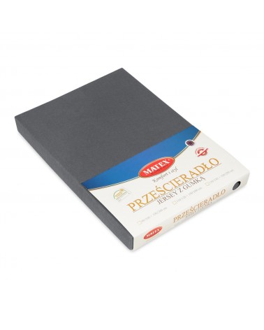 Prześcieradło bawełna jersey 90x200x20 z gumką antracytowe Premium Matex