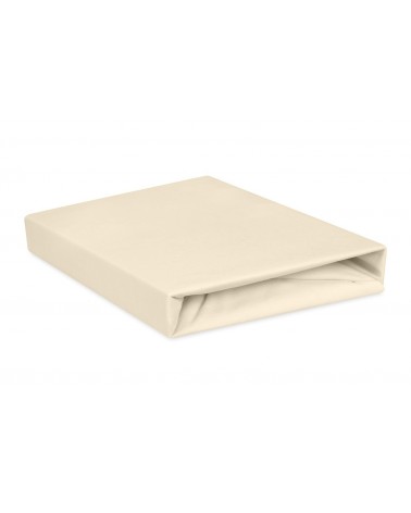 Wysokie prześcieradło bawełna jersey 90x200x30 z gumką kremowe Premium Matex