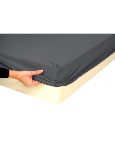 Wysokie prześcieradło bawełna jersey 90x200x30 z gumką antracytowe Premium Matex