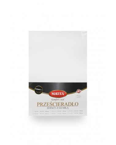 Wysokie prześcieradło bawełna jersey z lycrą 120x200x30 z gumką białe Matex