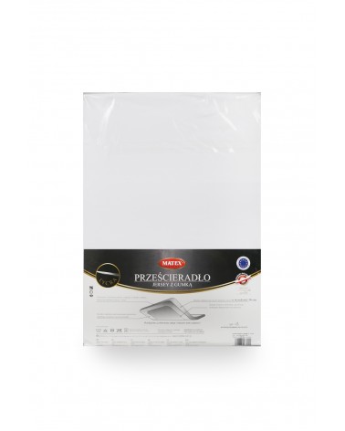 Wysokie prześcieradło bawełna jersey z lycrą 120x200x30 z gumką białe Matex