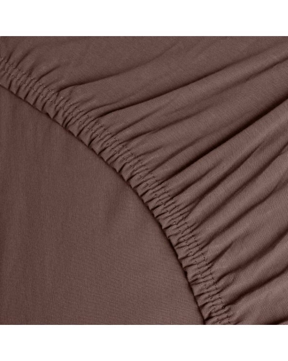 Wysokie prześcieradło bawełna jersey z lycrą 120x200x30 z gumką brązowe Matex