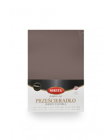 Wysokie prześcieradło bawełna jersey z lycrą 120x200x30 z gumką brązowe Matex