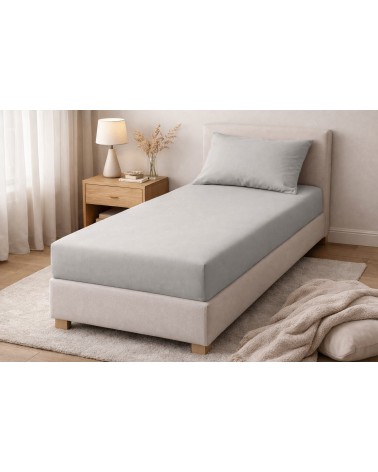 Wysokie prześcieradło bawełna jersey z lycrą 120x200x30 z popielate białe Matex